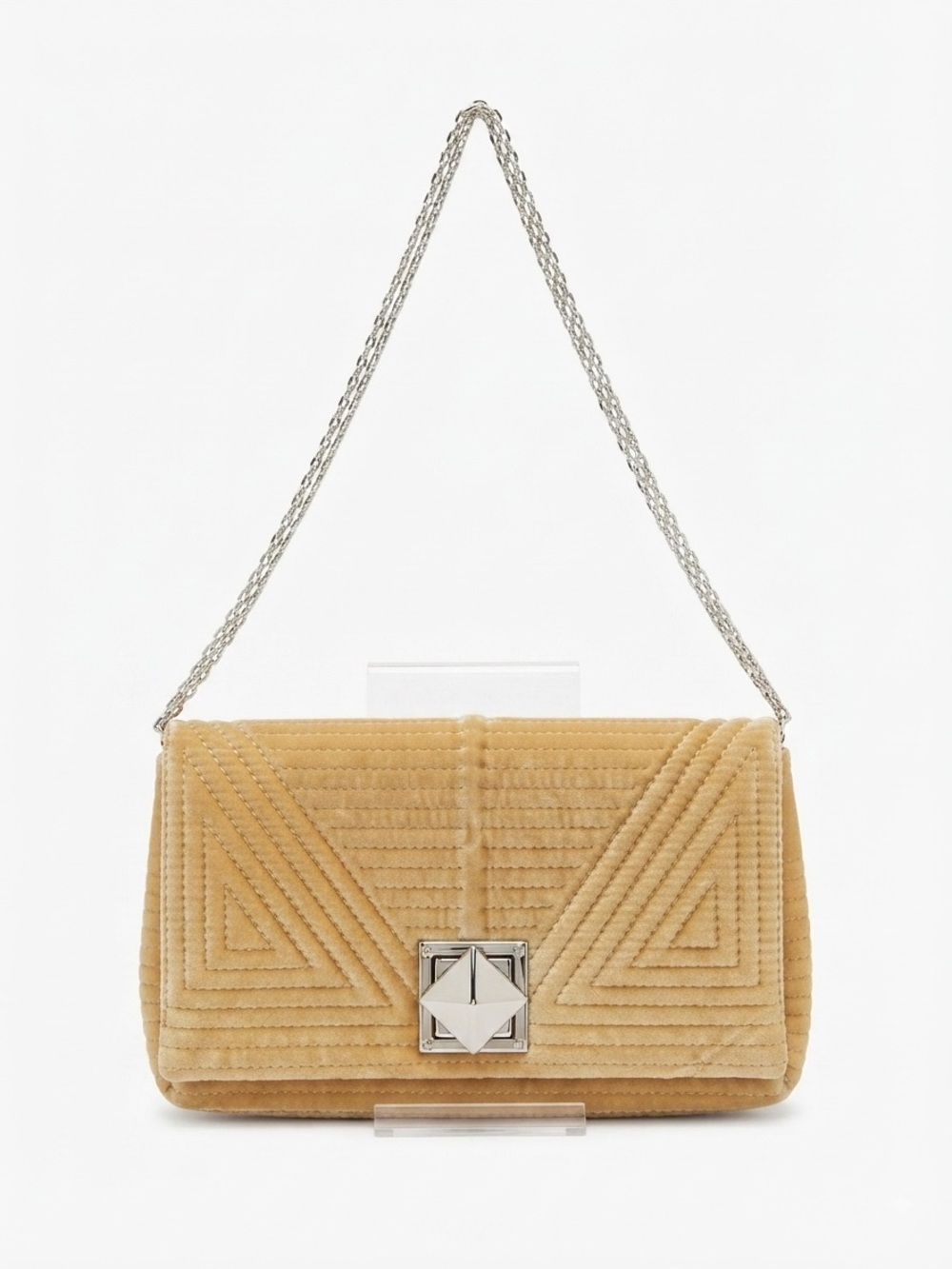 JEANNE LOTTIE Gold Quilted Satin Touch Chain Chain Strap Mini Bag